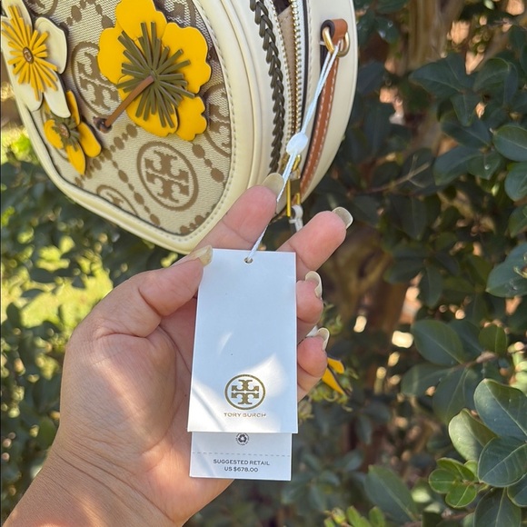 NWT Tory Burch Yellow and White Floral Circle Bag - Picture 8 of 14